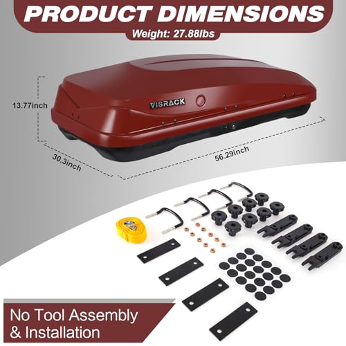 Gray Rooftop Cargo Box Carrier 13 Cubic Feet Waterproof Dual Side Opening R15660