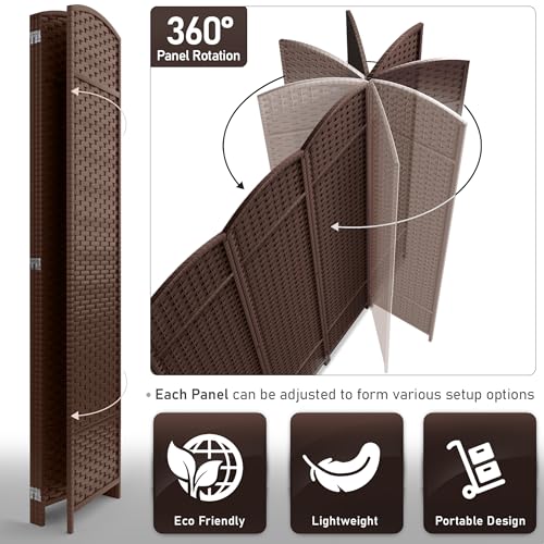 Sorbus 8-Panel Black Room Divider, 6 ft Tall Folding Privacy Screen T242