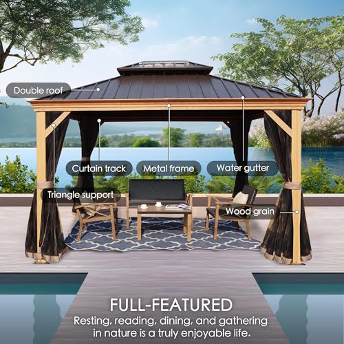 Kozyard Apollo 10'x12' Hardtop Gazebo with Galvanized Steel Double Roof Z2956