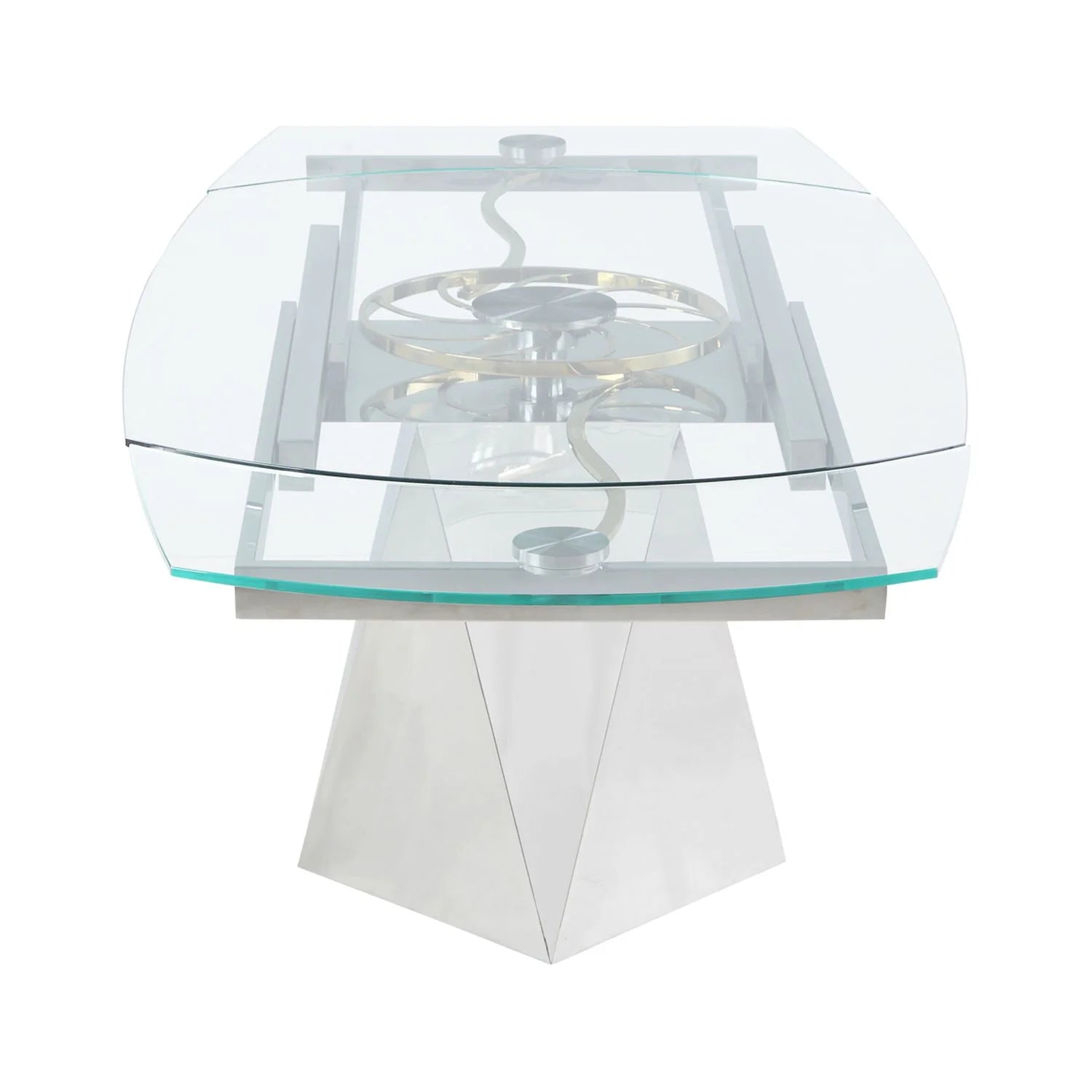 Milan Ariela 59" Steel and Glass Extendable Dining Table I46840