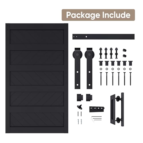 JUBEST 36" x 84" Sliding Barn Door Kit with Hardware, Black R91690