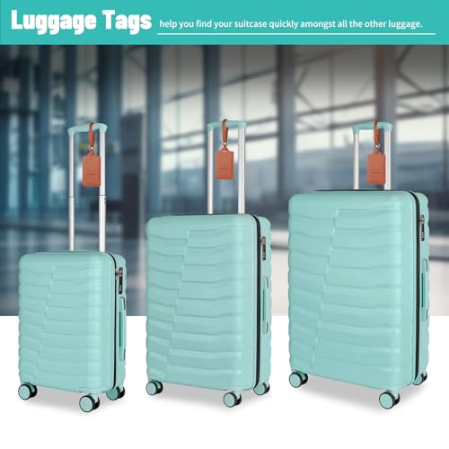 Lightweight 3-Piece Hardshell Luggage Set with Spinner Wheels & TSA Lock, Light Avocado Green B502471