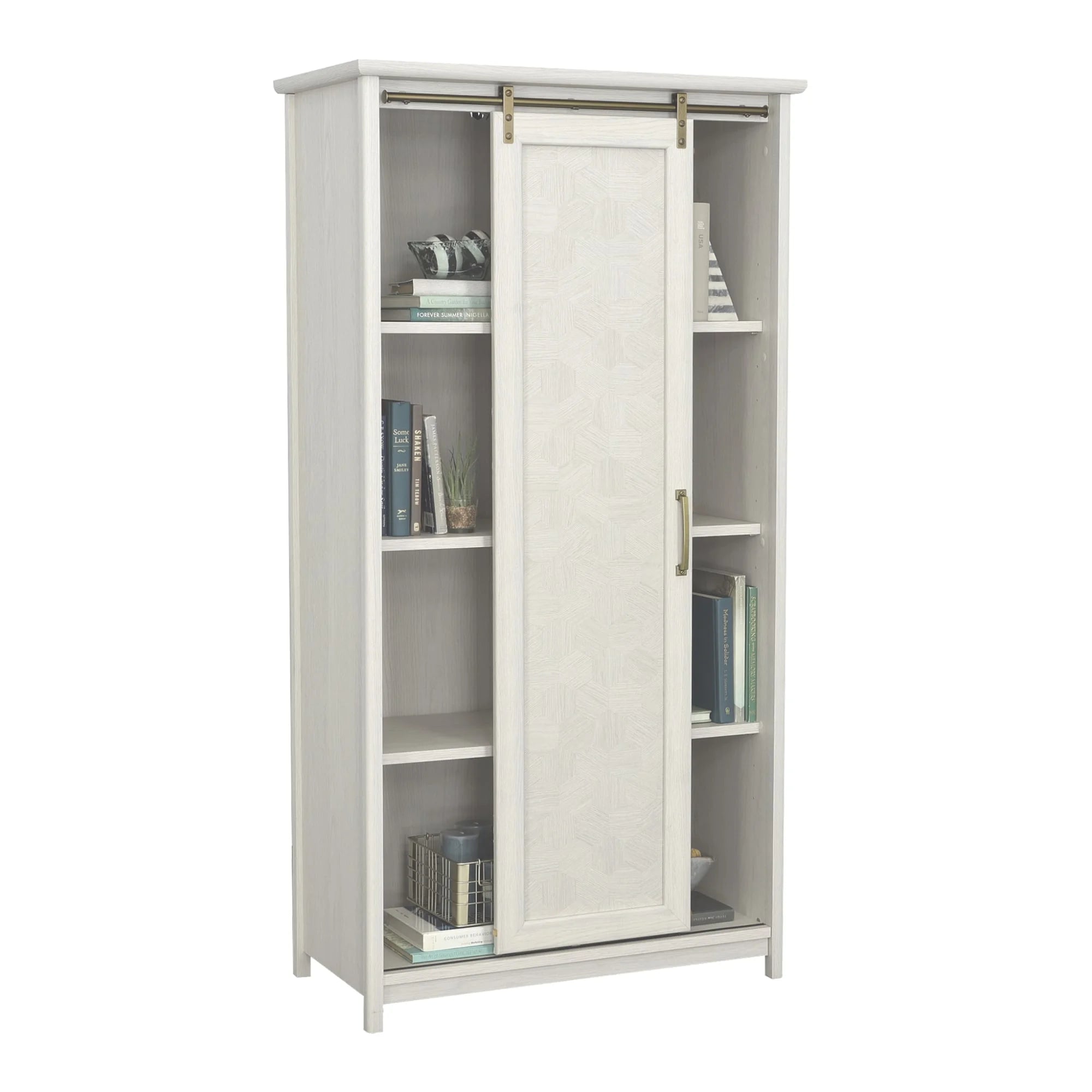 Sauder Coral Cape Engineered Wood Storage Cabinet in Glacier Oak H6845