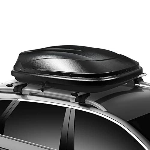 DNA MOTORING Rooftop Cargo Box Lockable Car Top Storage Case 110 Lbs Textured Black P1853