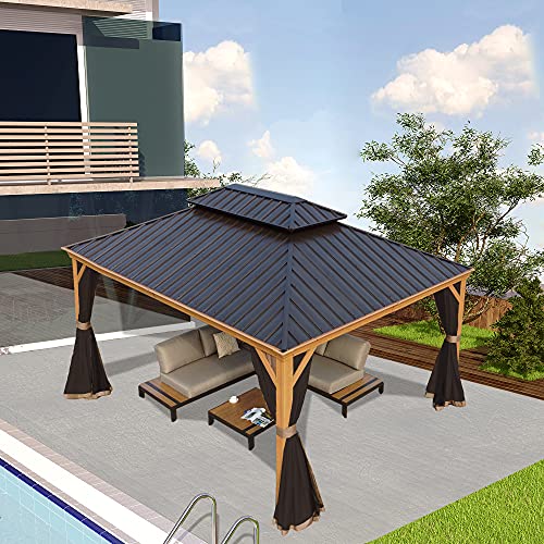 Kozyard Apollo 10'x12' Hardtop Gazebo with Galvanized Steel Double Roof Z2956