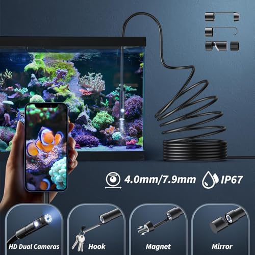 Endoscope Camera with Light, 1920P HD Borescope for iOS and Android, 16.4ft I603270
