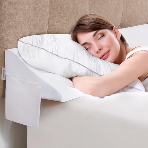 Vekkia King Bed Wedge Pillow for Headboard Mattress Gap Filler, Blue 76"x10"x6" C139495