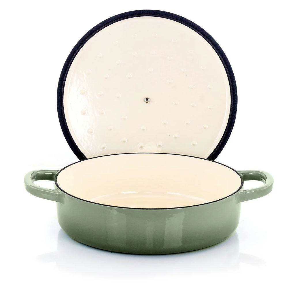 Crock Pot Artisan 5 Quart Enameled Cast Iron Braiser Pan with Lid, Pistachio Green T9166