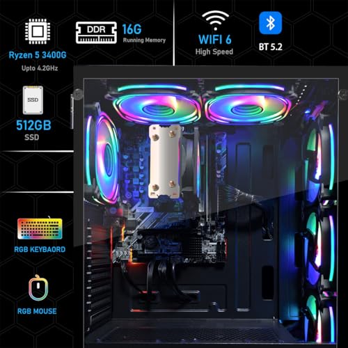 STGAubron Gaming PC Desktop, GeForce RTX 2060 Super, Intel Core i7, 16G DDR4, 1T SSD, Windows 11 Z1287