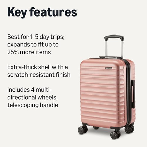 Amazon Basics 21" Hardside Carry-On Luggage with Wheels, Expandable, Black L489