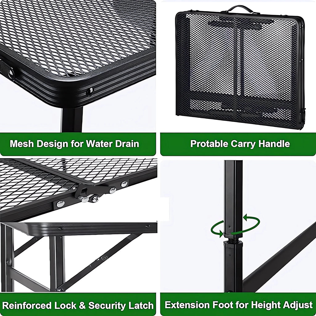 tonchean Folding Grill Table, Adjustable Height Camping Table, Portable Aluminum P880581