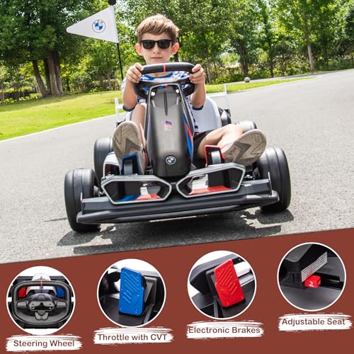 BMW Licensed 36V Electric Drift Go Kart for Kids, 7.5 MPH, Black W284