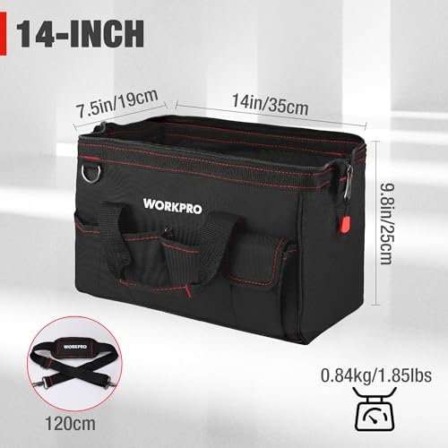 WORKPRO 16-inch Wide Mouth Tool Storage Bag with Waterproof Rubber Base L2617