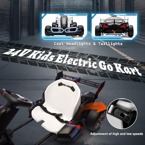 FORESEE 36V BMW Licensed Kids Electric Go Kart, Battery Powered Ride On Toy with Adjustable Seat, Black F2952