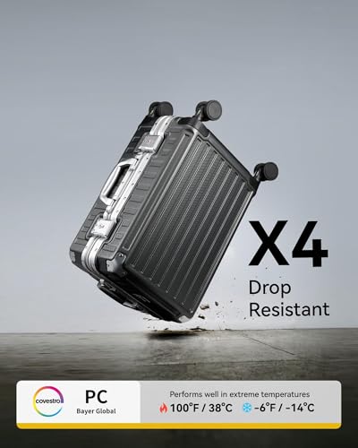 LUGGEX Aluminum Frame Carry On Luggage, 20 Inch Hard Shell Suitcase, Charcoal Metallic V31867