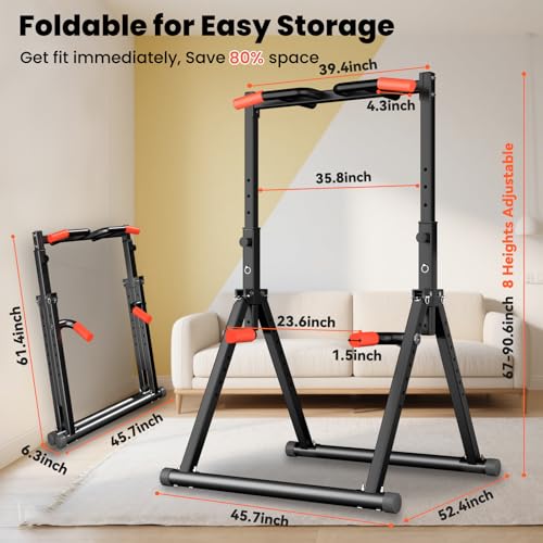 Power Tower Pull Up Dip Station Foldable Adjustable Home Gym Z306594