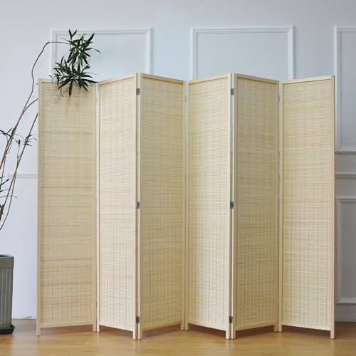 Bamboo Room Divider 6 Panel Folding Screen 67"H x 92.1"W X2437