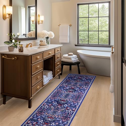 8x10 Floral Washable Area Rug for Living Room, Vintage Soft Non-Slip Carpet Z978379