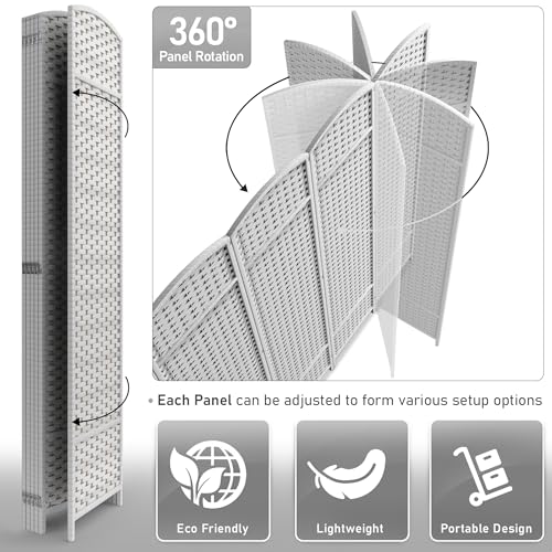 Sorbus 8-Panel Black Room Divider, 6 ft Tall Folding Privacy Screen T242