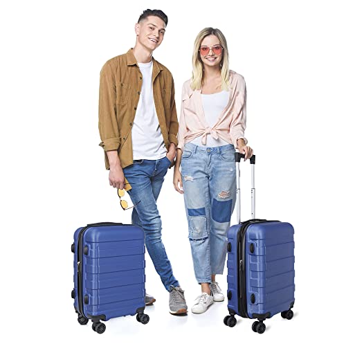 SUPER DEAL 21 Inch Carry On Luggage with Spinner Wheels, Expandable Hardside Suitcase, Black N556