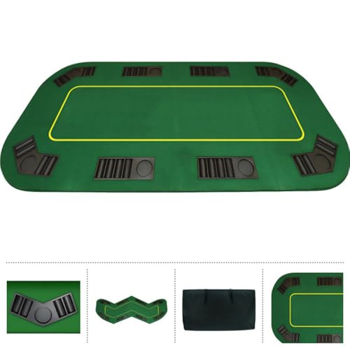 Trademark Poker 80-inch Foldable Poker Table Top with Cupholders and Chip Trays, Green N625