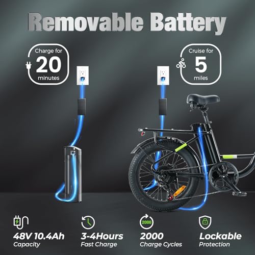 isinwheel U1 Folding Electric Bike, 500W Motor, 20 mph, Black O499