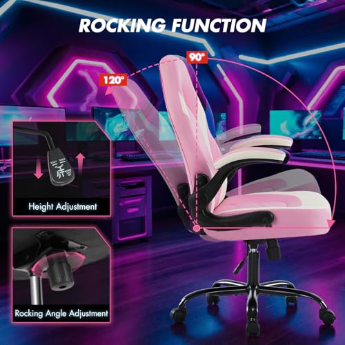 Sweetcrispy Ergonomic Gaming Desk Chair with Flip-up Armrest, Black Blue C253