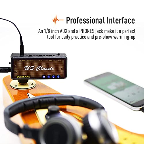 SONICAKE Guitar Headphone Amp Mini Rechargeable Plug-in V111762