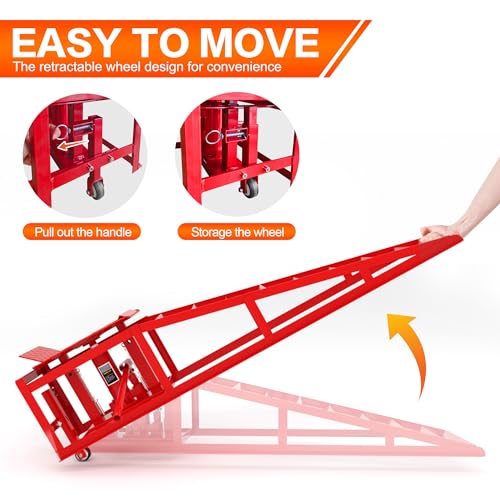 2 Pack Hydraulic Car Ramps 11050LBS High Lift 9"-14.2" Heavy Duty Steel M6524