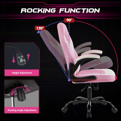 Sweetcrispy Ergonomic Gaming Desk Chair with Flip-up Armrest, Black Blue C253