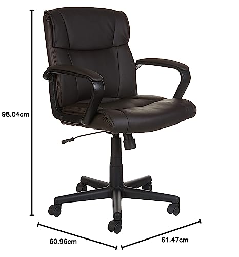 Amazon Basics Office Task Desk Chair with Padded Armrests, White Faux Leather W1292