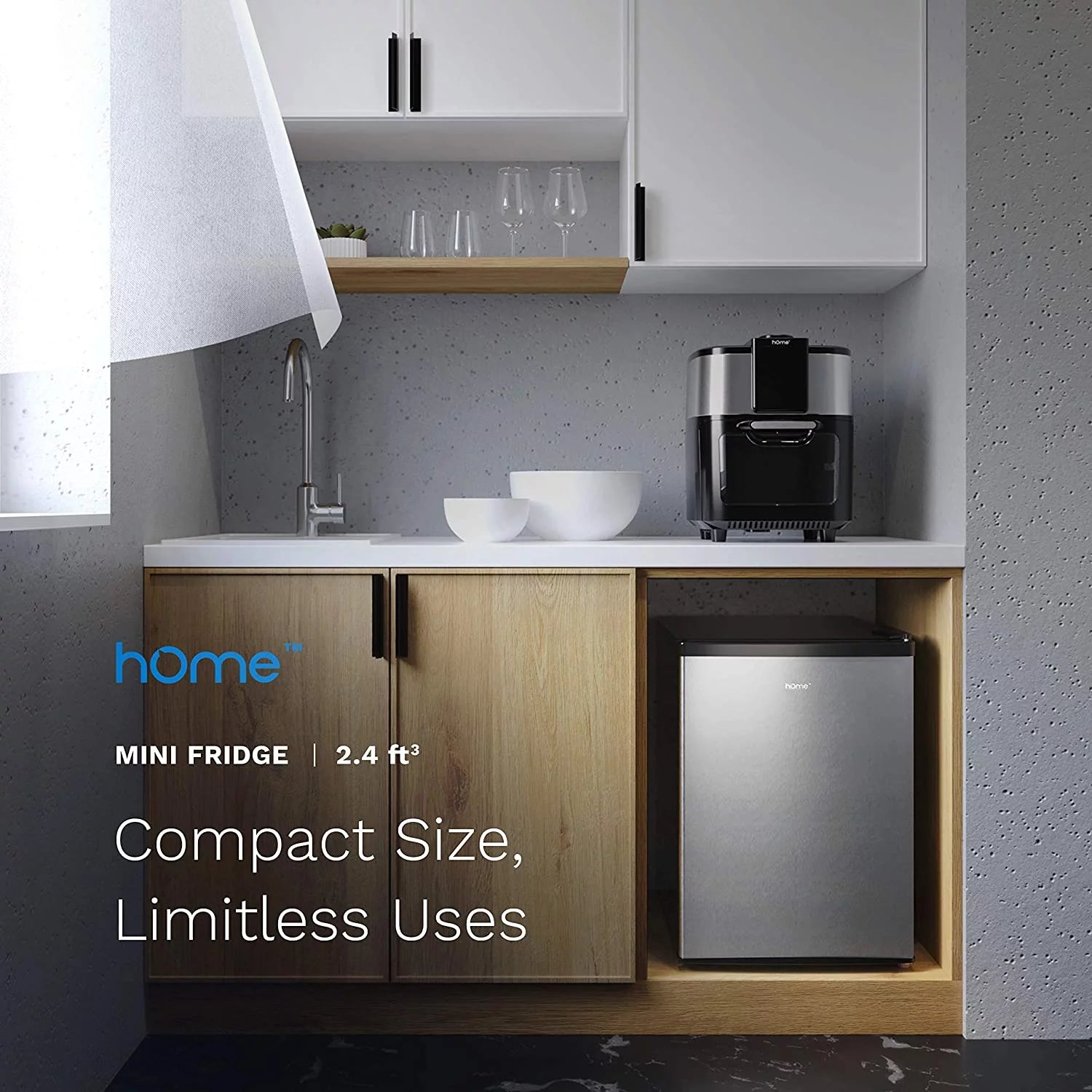 hOmeLabs Mini Fridge 2.4 Cu Ft Under Counter Refrigerator with Freezer P952