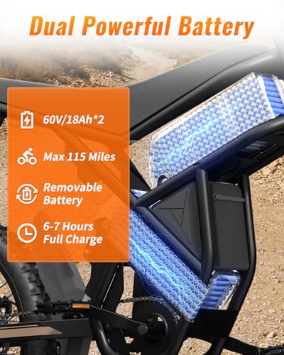 2000W/3000W GT73 Electric Dirt Bike for Adults, 25" Fat Tires, Dual Removable Battery T652
