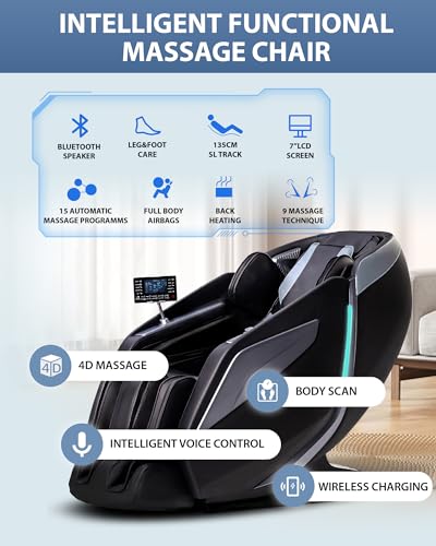 4D Massage Chair Full Body Zero Gravity SL Track Black Y3071