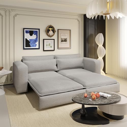 93" King Pull Out Sofa Bed with 2 Pillows, Blue Q21489