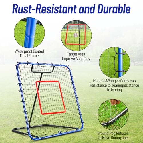 Baseball Rebounder Net 4x4.5 FT with 5 Ball Return Angles for Training P156