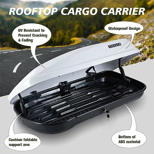 Hard Shell Roof Cargo Carrier 13 Cubic Feet, White Roof Box with Security Keys K60846