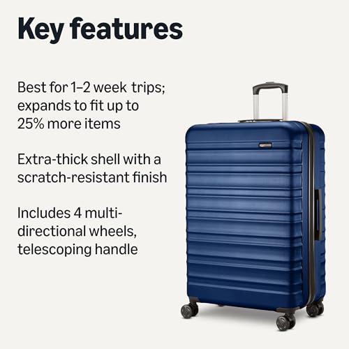 Amazon Basics 21" Hardside Carry-On Luggage with Wheels, Expandable, Black L489