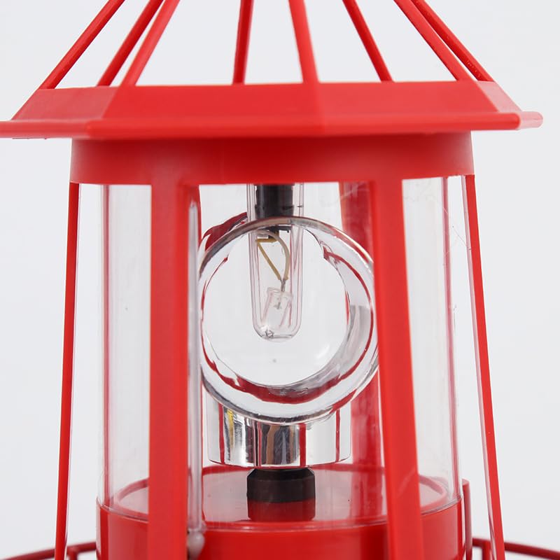 Solar Lighthouse Rotating Light IP65 Waterproof Outdoor Garden Lamp Red S6947