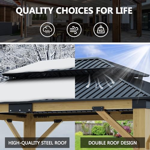 12'x12' Hardtop Gazebo with Galvanized Steel Roof, Aluminum Frame, Curtains & Netting X81832