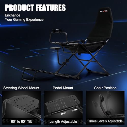 GTPLAYER Sim Racing Cockpit Foldable Adjustable for PC I544