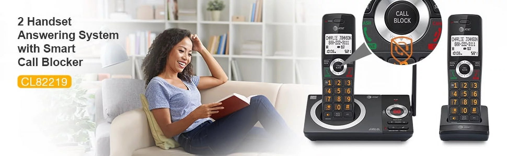 AT&T 2-Handset Expandable Cordless Phone with Answering System, CL82219 Y967421