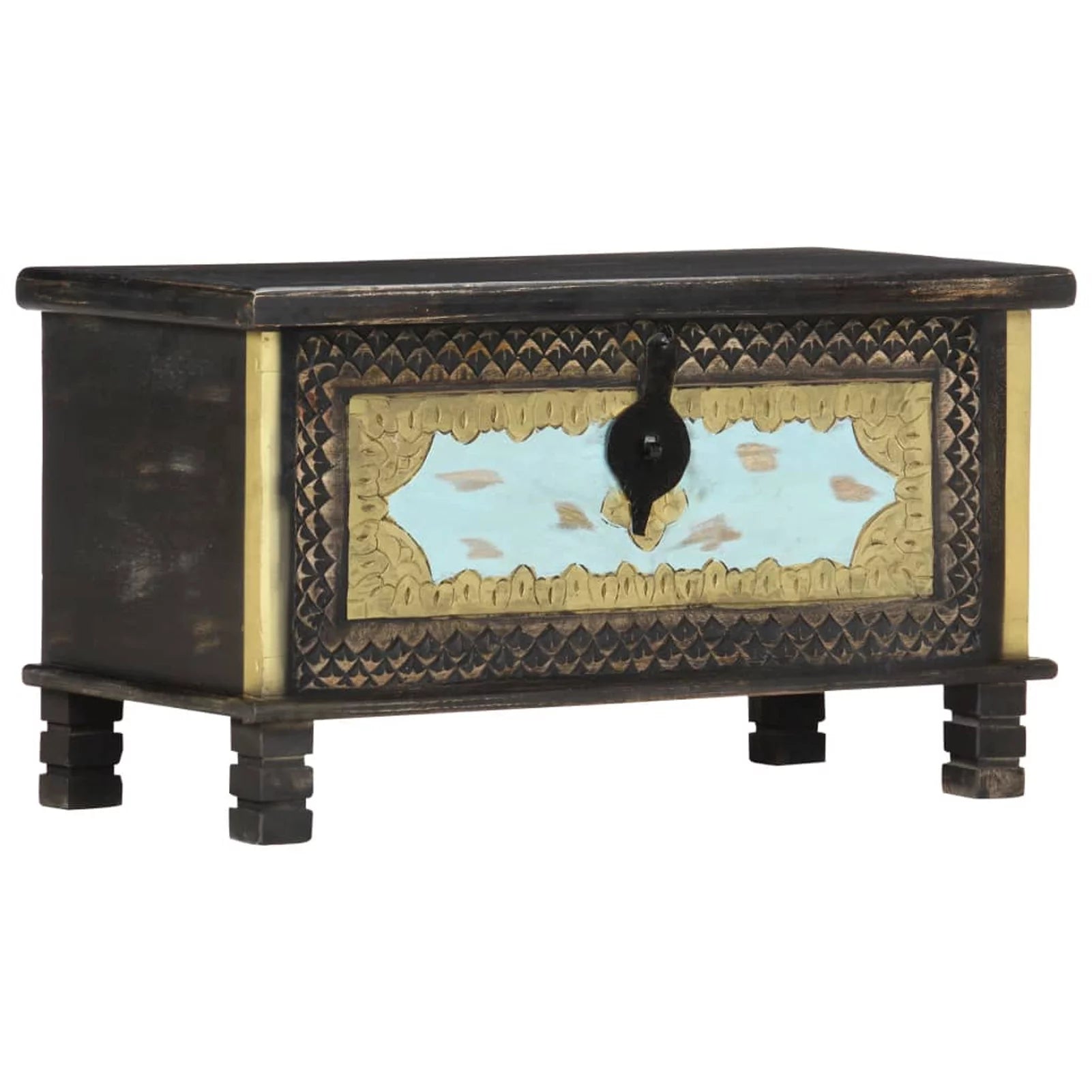 Anself Wooden Storage Chest Mango Wood Blanket Box for Bedroom W4496