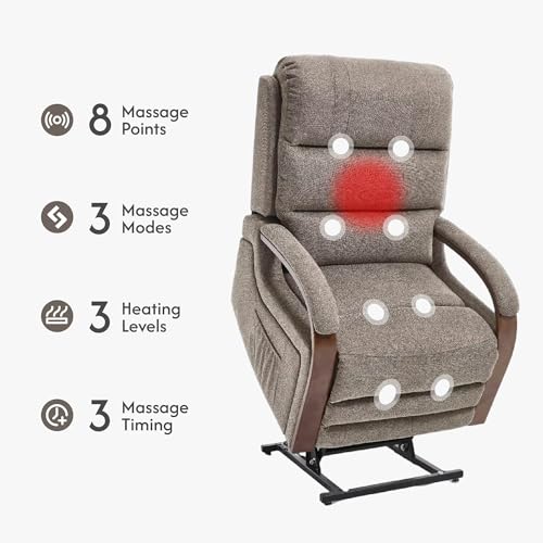 FLEXISPOT XL31 Power Lift Recliner Chair for Elderly, Electric Massage & Heat, PU Leather, Black C786106