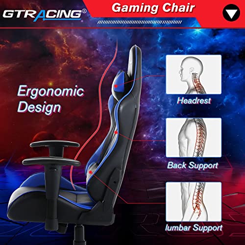 GTRACING Gaming Chair with Footrest, Blue R841