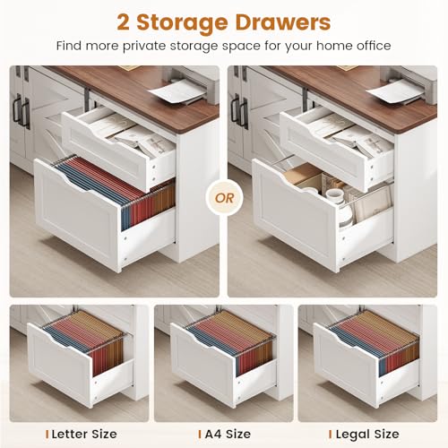 SEDETA Farmhouse L Shaped Standing Desk 55 inch with Drawers, Black E3650