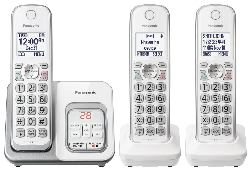Panasonic Expandable Cordless Phone System with Answering Machine - 3 Handsets - KX-TGD533W K77207