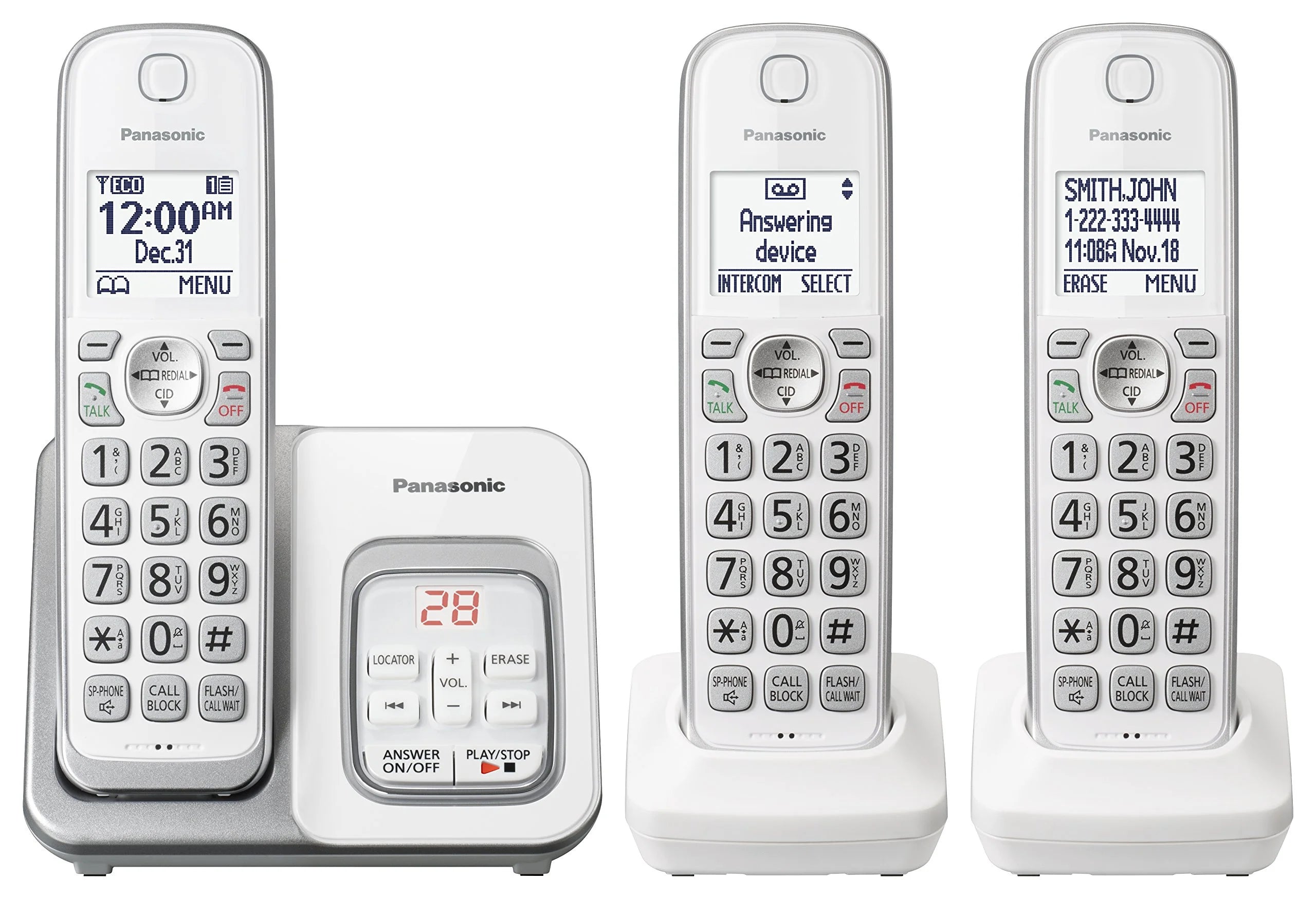 Panasonic Expandable Cordless Phone System with Answering Machine - 3 Handsets - KX-TGD533W K77207