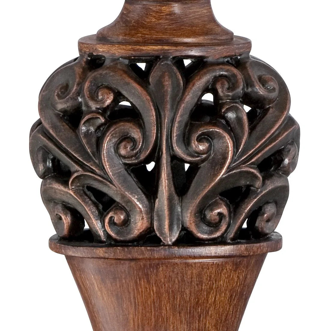 Regency Hill Exeter Table Lamps 30" Set of 2 Bronze Wood Carved Leaf Shade P490
