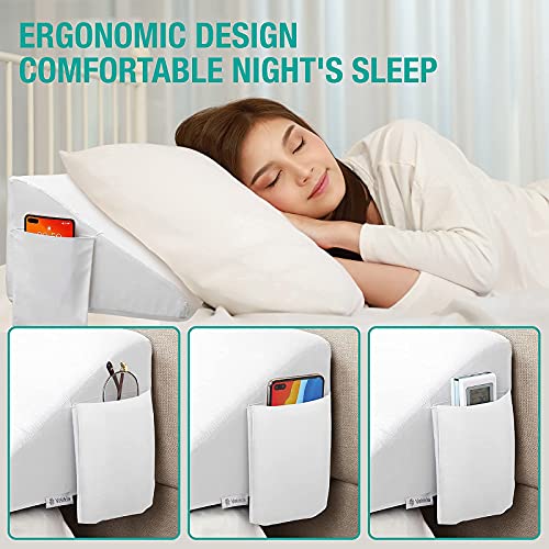 Vekkia King Bed Wedge Pillow for Headboard Mattress Gap Filler, Blue 76"x10"x6" C139495
